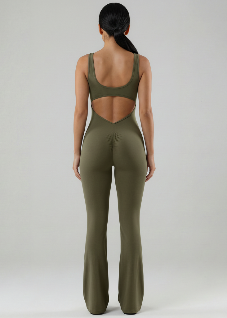 Green Figure Enhancing Bodysuit With Scrunch